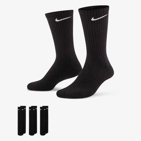 Vista 2 Kit de Meias Cano Alto Nike Everyday Cushioned Crew com 3 Pares - Adulto Nike PRETO