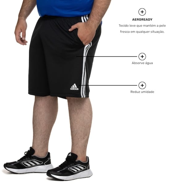 Vista 2 Bermuda Masculina adidas M 3S Adidas PRETO/BRANCO