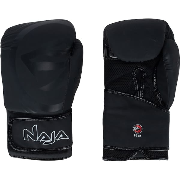 Kit de Boxe Naja: Bandagem + Protetor Bucal + Luvas de Boxe Black - 14 OZ - Adulto