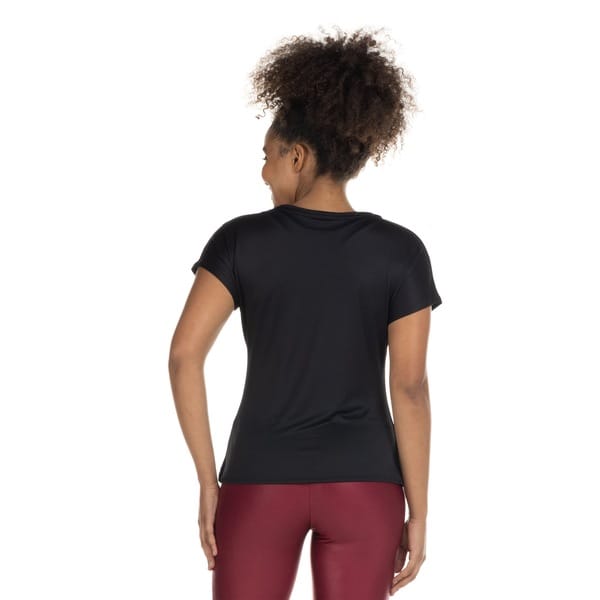 Vista 2 Camiseta Oxer Manga Curta Decote V Básica - Feminina Oxer PRETO