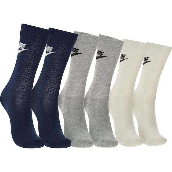 Kit de Meias Nike Sportswear Everyday Essential Crew com 3 Pares - Adulto