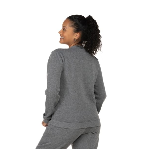 Vista 2 Blusa de Moletom Feminina Oxer Gola Redonda Oxer CINZA MESCLA