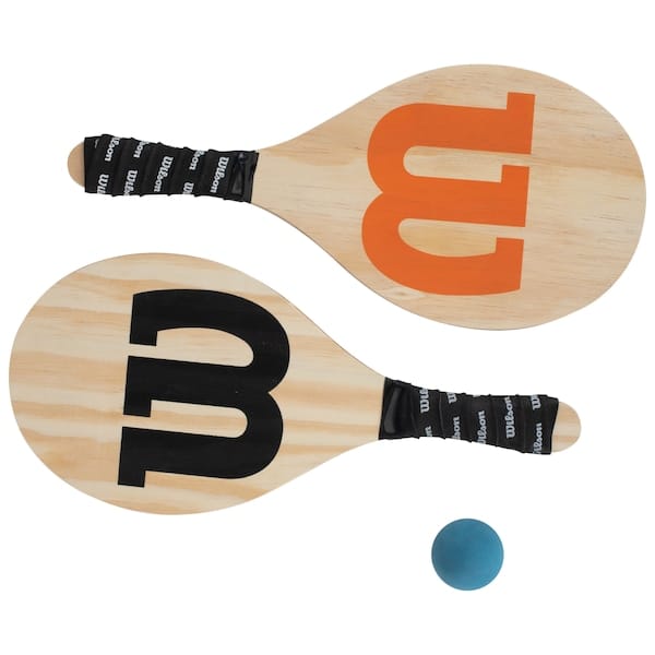 Kit de Frescobol Wilson Logo - 1 Par de Raquetes + 1 Bolinha com Capa - 2