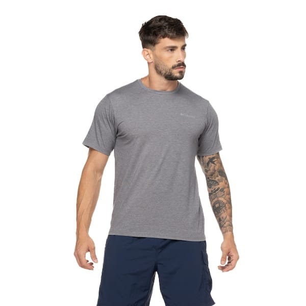 Camiseta Masculina Columbia com Proteção Solar Manga Curta Sun Trek Sleeve
