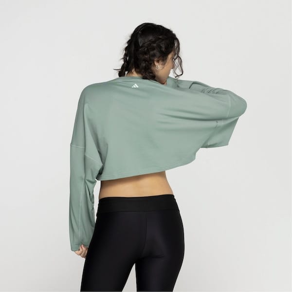 Vista 2 Blusa Cropped Feminina adidas Yoga Studio Adidas VERDE