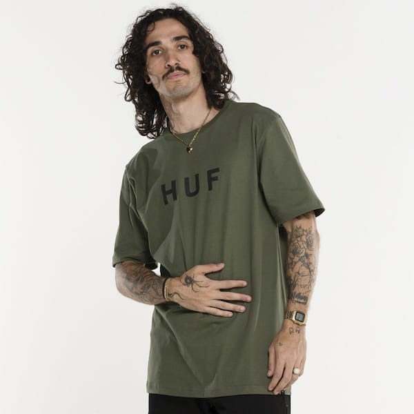 Vista 2 Camiseta Huf Manga Curta Essentials Og Logo HUF VERDE