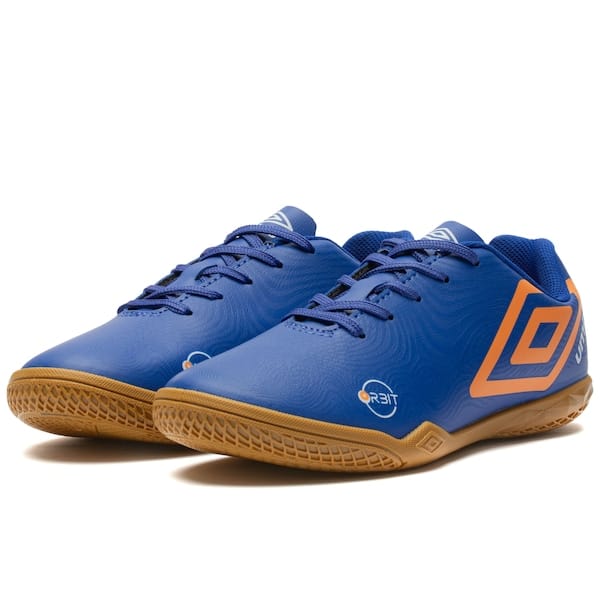 Vista 2 Chuteira Futsal Umbro Orbit - Júnior Umbro AZUL/LARANJA