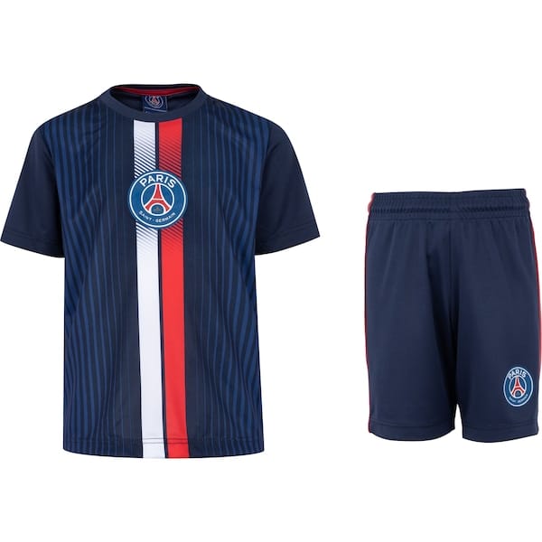 Vista principal Kit de Uniforme PSG Infantil Mini Craque Camiseta + Calção Umbro AZUL ESC/VERMELHO