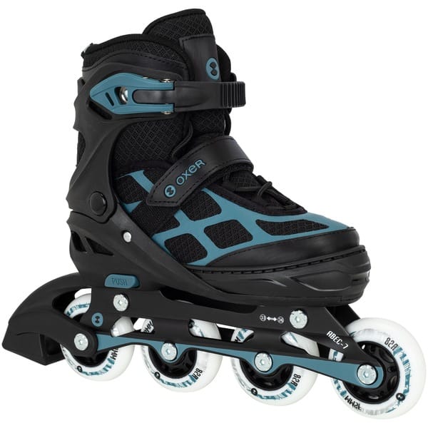 Vista 2 Patins Oxer First Wheels Ajustável Infantil Oxer PRETO/VERDE ESCURO