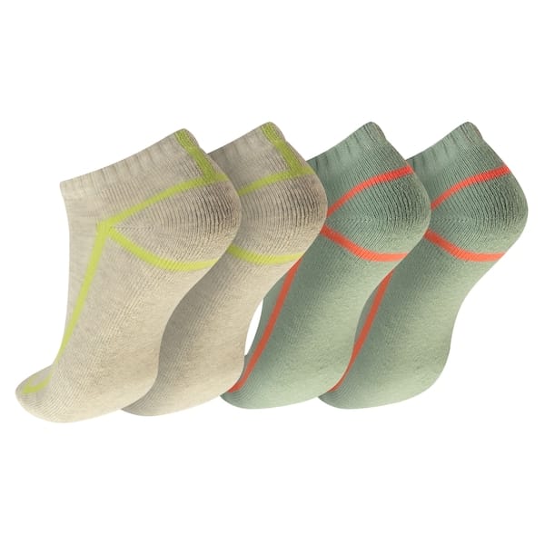 Vista 2 Kit 2 Pares de Meias Cano Baixo Linhas Tamanho 34-38 Oxer Adulto Oxer VERDE CLA/CINZA CLA