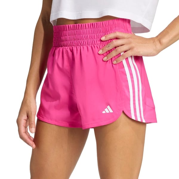 Vista principal Short Feminino adidas Pacer 3 Listras Adidas ROSA ESCURO
