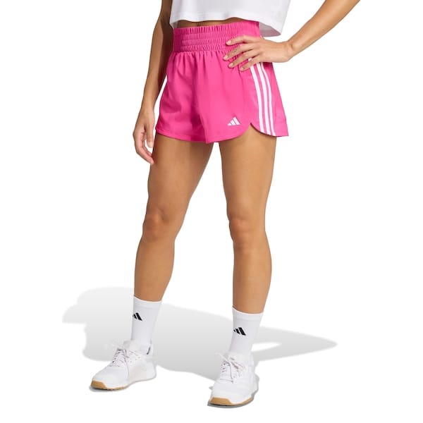Vista 2 Short Feminino adidas Pacer 3 Listras Adidas ROSA ESCURO