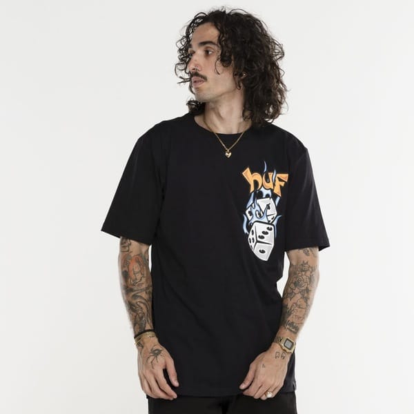 Vista 2 Camiseta HUF Manga Curta Dicey SS HUF PRETO
