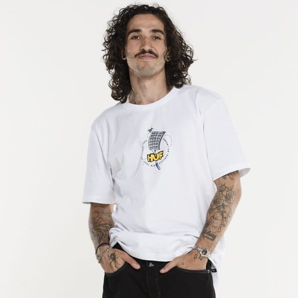 Vista 2 Camiseta HUF Manga Curta Swart Team SS HUF BRANCO