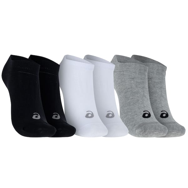 Vista principal Kit 3 Pares de Meias Invisible Tamanho 39-44 Asics Adulto ASICS PRETO/BRANCO