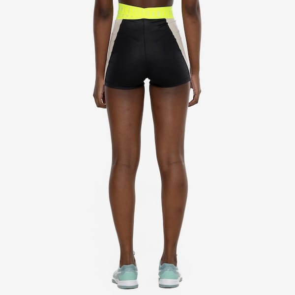 Vista 2 Short Feminino Fit Dance Transpassado Recortado Fit Dance PRETO/BEGE