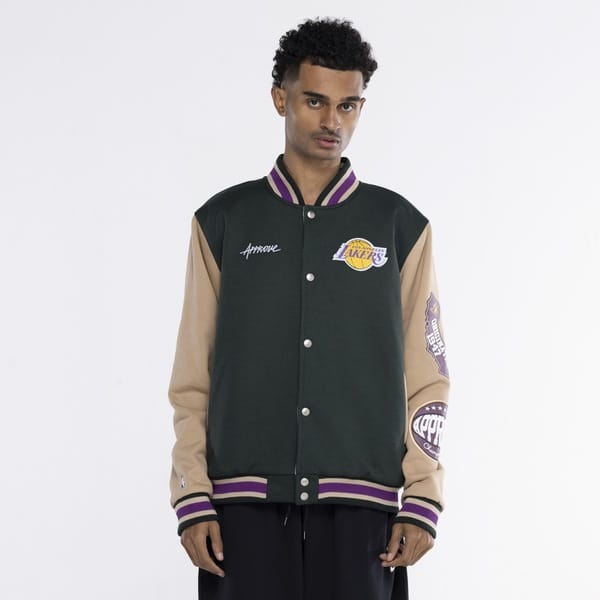 Vista 2 Jaqueta do Los Angeles Lakers NBA Approve College Over JADE JADE VERDE