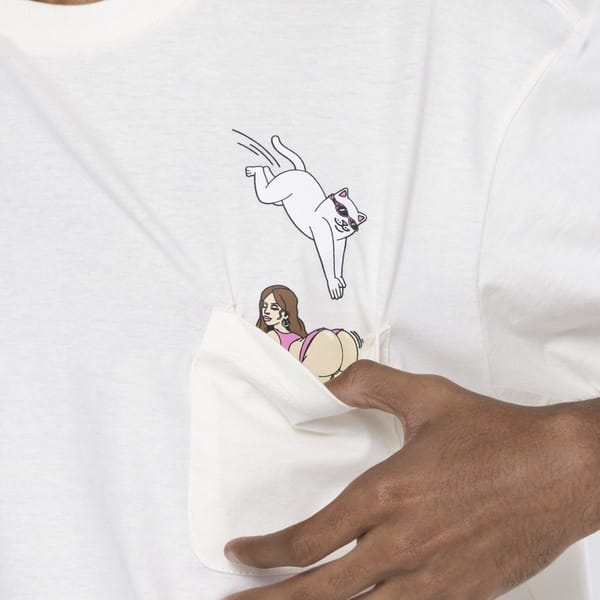 Vista 2 Camiseta Ripndip Manga Curta Jumpin in Pocket 2296 OFF WHITE