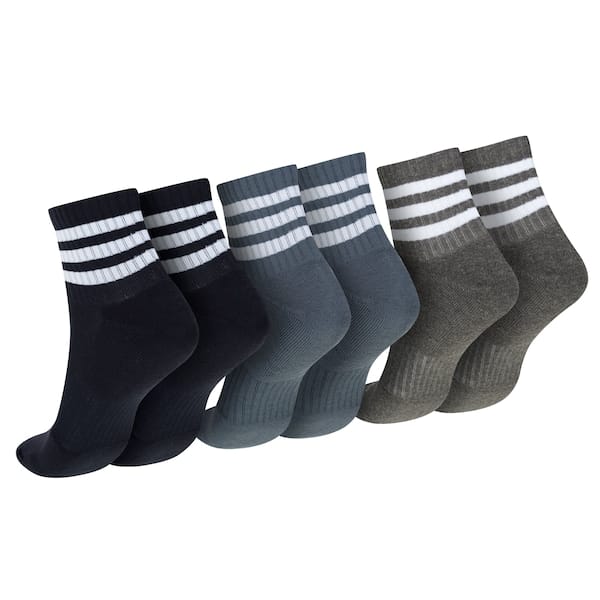 Vista 2 Kit de Meias adidas Cano Médio 3 Listras Adulto 3 Pares Adidas PRETO/CINZA