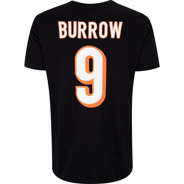 Vista 2 Camiseta do Cincinnati Bengals NFL Masculina Player Burrow NF018 NFL PRETO
