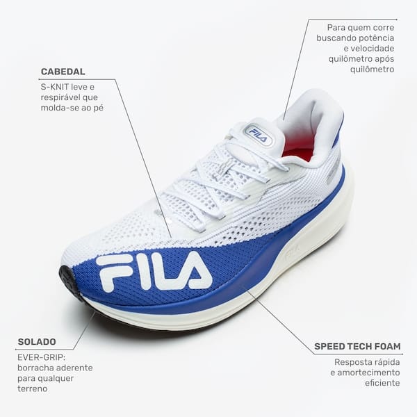 Vista 2 Tênis Fila Racer Speedzone Masculino Fila cinza