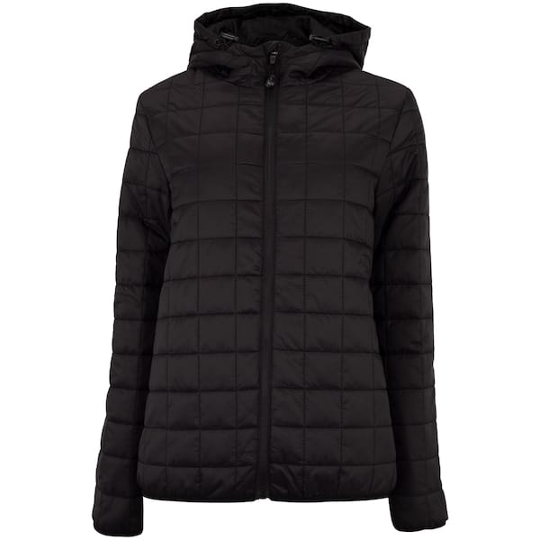 Vista principal Jaqueta Feminina Nord com capuz Puffer Packable Bolso com zíper Nord Outdoor PRETO