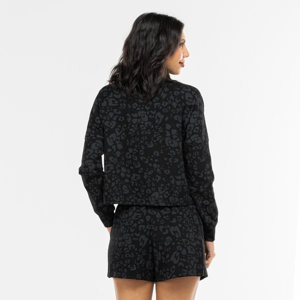 Vista 2 Blusão Feminino Oxer Half-Zíper Estampado Oxer PRETO