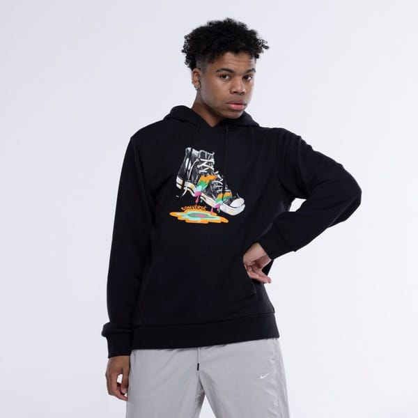 Vista 2 Blusão Converse com Capuz Melting Chuck Converse PRETO