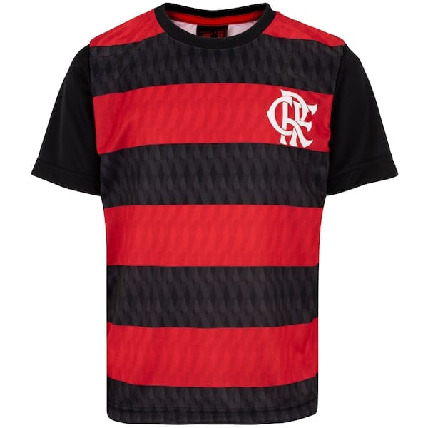 Vista 2 Kit de Uniforme do Flamengo Infantil Braziline Mini Craque Camiseta + Calção braziline PRETO