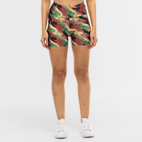 Vista 2 Bermuda Farm Transpasse Panteras Cós Médio Média Compressão Feminina FARM ROSA CLA/AZUL ESC