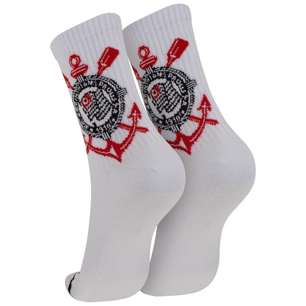 Vista 2 Meia Cano Alto do Corinthians Rikam Tamanho 38-43 Adulto Rikam BRANCO