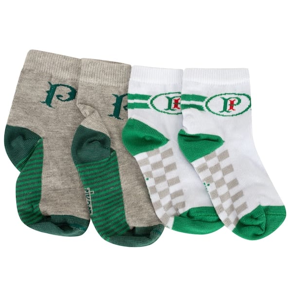 Vista principal Kit de Meias do Palmeiras Rikam Soquete Tamanho 21 ao 24 Rikam BRANCO/CINZA CLARO