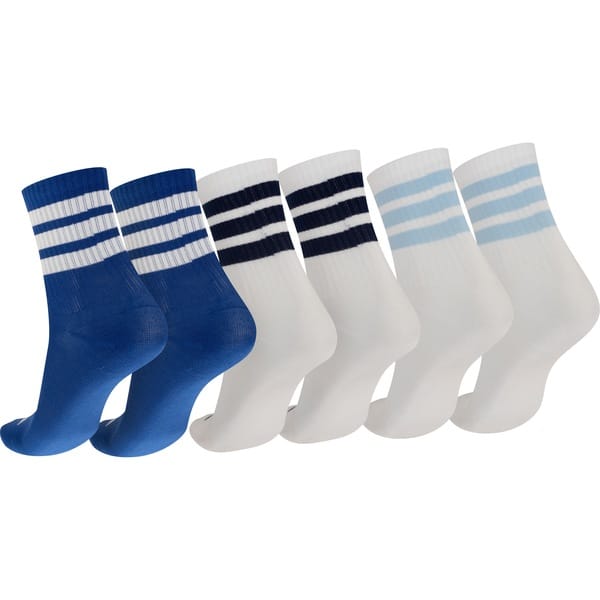 Vista 2 Kit de Meias adidas Cano Médio Crew Juvenil 3 Pares Adidas BRANCO/AZUL