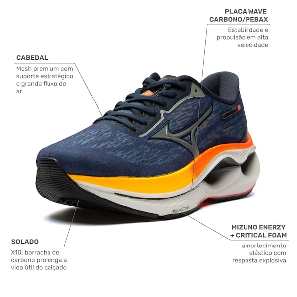 Vista 2 Tênis Mizuno Wave Creation 26 Masculino Mizuno AZUL ESCURO