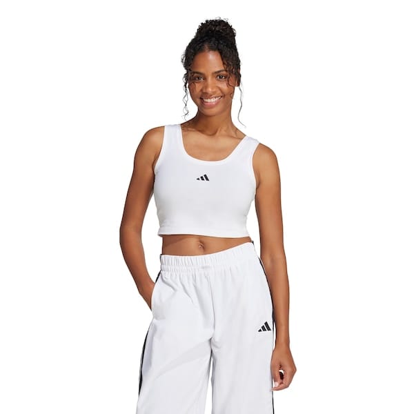 Vista principal Blusa Cropped Feminina adidas Small Logo Adidas BRANCO/PRETO