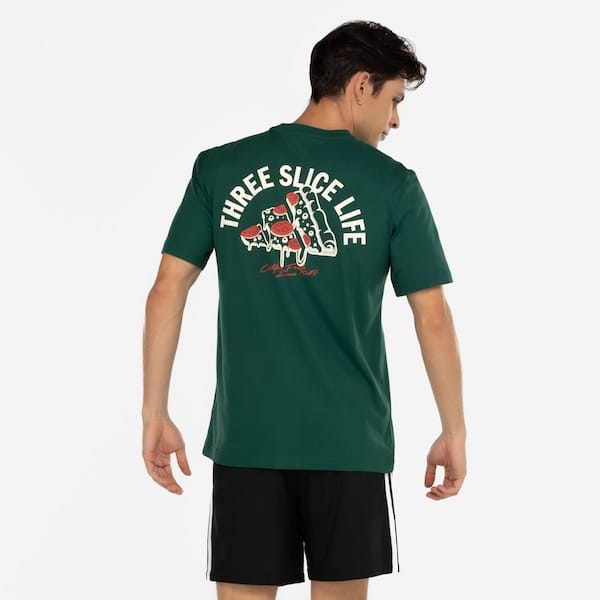 Vista 2 Camiseta Masculina adidas Manga Curta Gráfica Pizza Adidas VERDE ESCURO