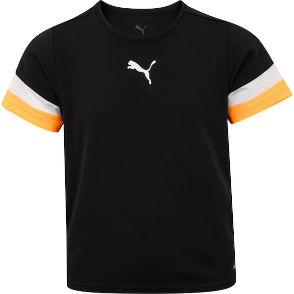 Vista principal Camiseta Infantil Puma Manga Curta Individualrise Jersey Puma PRETO/LARANJA