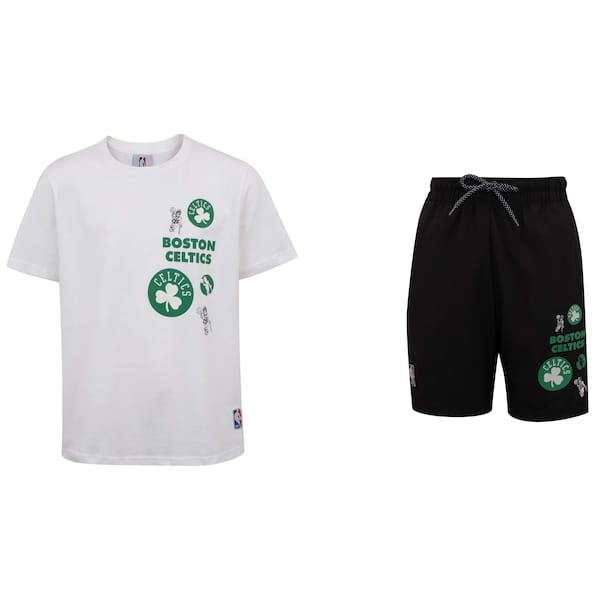 Conjunto do Boston Celtics NBA Juvenil N1123 e N1128 Camiseta + Bermuda