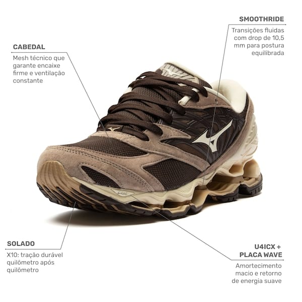 Vista 2 Tênis Mizuno Wave Prophecy LS Masculino Mizuno MARROM ESC/CINZA