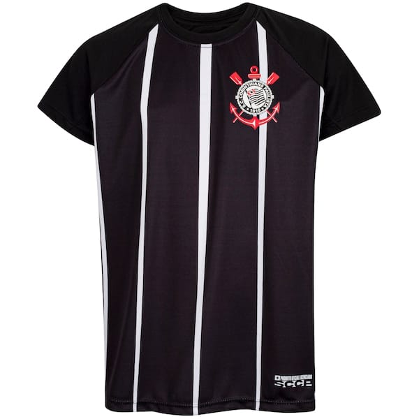 Vista principal Camisa do Corinthians Coimbra Listrada Away Júnior Coimbra PRETO