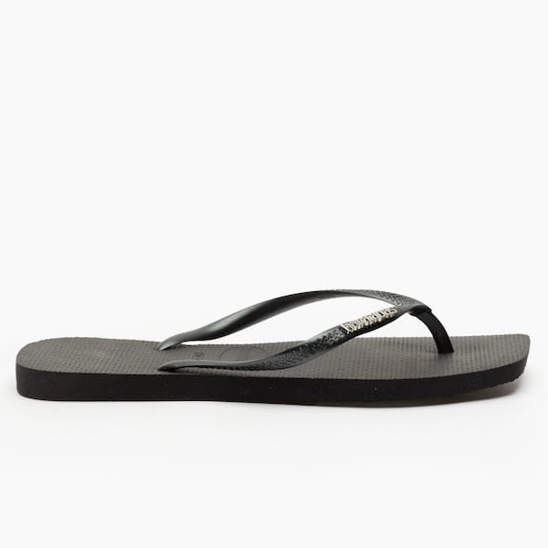 Vista 2 Chinelo Havaianas Slim Square Logo Metallic Adulto Havaianas PRETO/PRATA