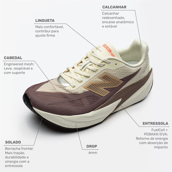 Vista 2 Tênis Masculino New Balance Fuelcell Rebel V5 New Balance MARROM/AMARELO CLA