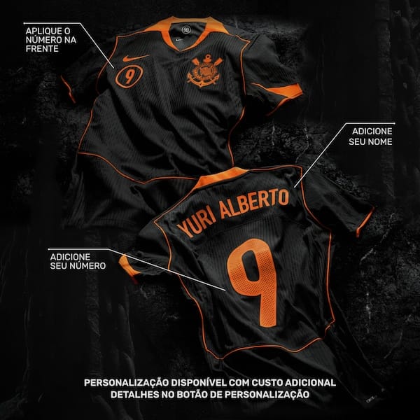 Vista 2 Camisa do Corinthians III 25/26 Jogador Nike Total 90 Masculina Nike PRETO/LARANJA