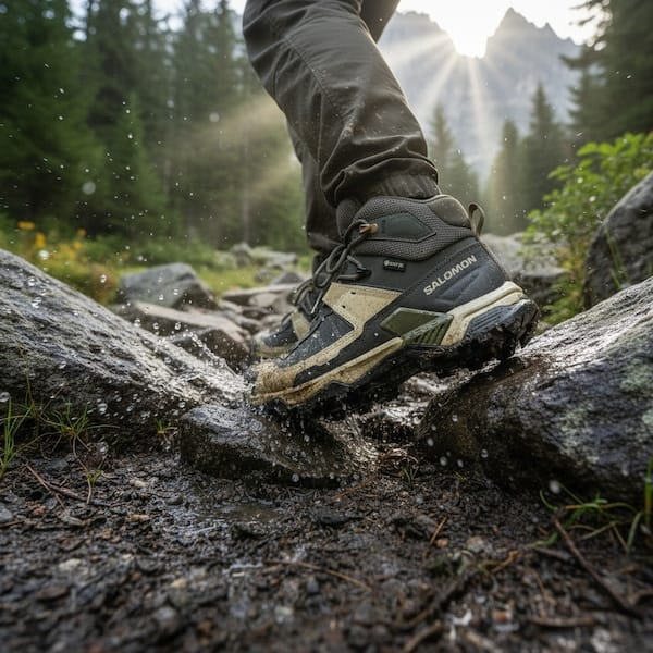 Vista 2 Bota Masculina Salomon X Ultra 5 Mid GTX Salomon CINZA/VERDE