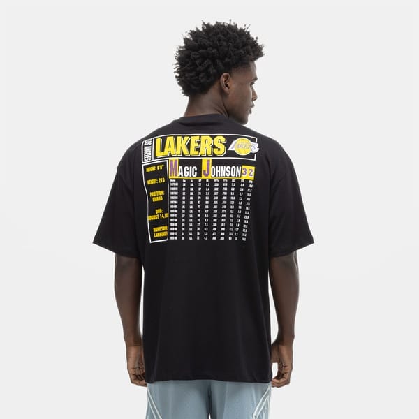 Vista 2 Camiseta Mitchell & Ness Los Angeles Lakers Cards NBA Masculina Mitchell And Ness PRETO