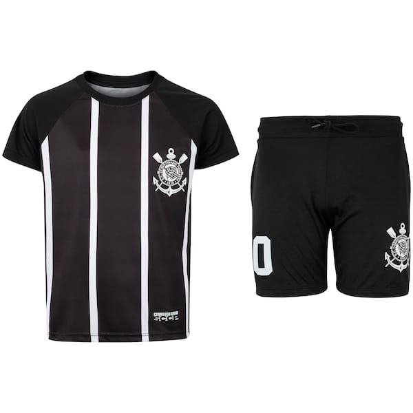Kit de Uniforme do Corinthians Infantil Coimbra Camiseta + Calção