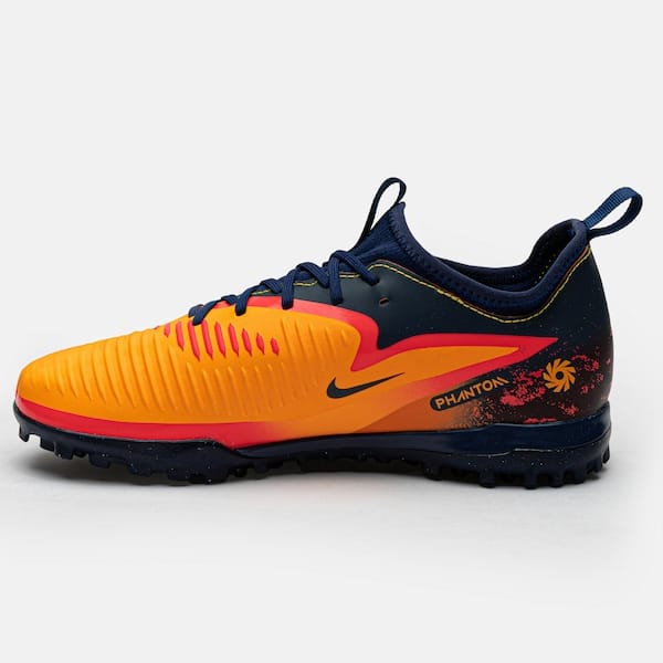 Vista 2 Chuteira Society Júnior Nike Phantom 6 Low Academy Nike LARANJA/AZUL ESC