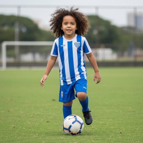 Vista 2 Kit de Uniforme do Avaí I 25/26 Infantil Volt Camiseta + Calção Volt AZUL
