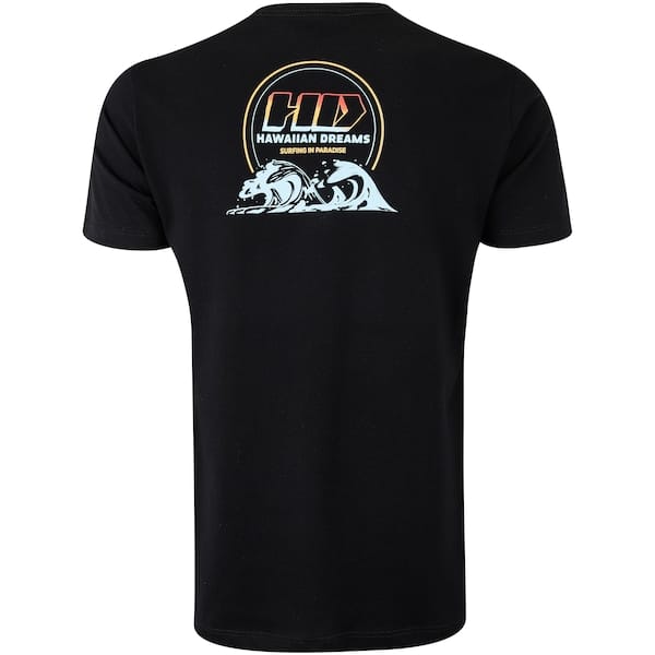 Vista 2 Camiseta HD Waves Paradi H0410 Masculina Hawaiian Dreams PRETO