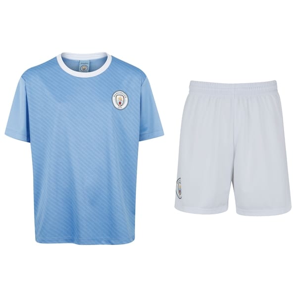 Vista principal Kit de Uniforme do Manchester City Braziline Infantil Camiseta + Calção braziline BRANCO/AZUL